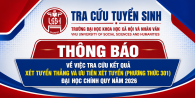 THÔNG BÁO KẾT QUẢ XÉT TUYỂN THẲNG VÀ ƯU TIÊN XÉT TUYỂN (PHƯƠNG THỨC 301) ĐẠI HỌC CHÍNH QUY NĂM 2026
