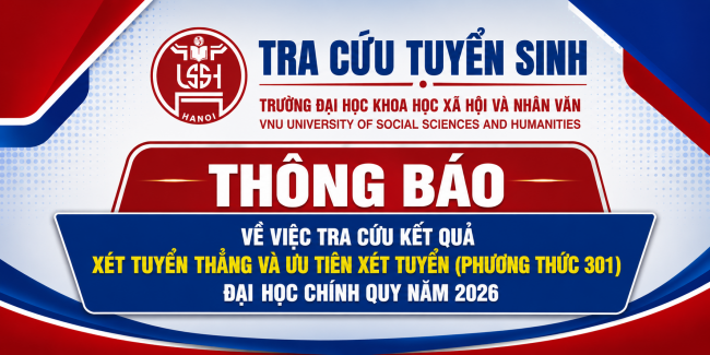 THÔNG BÁO KẾT QUẢ XÉT TUYỂN THẲNG VÀ ƯU TIÊN XÉT TUYỂN (PHƯƠNG THỨC 301) ĐẠI HỌC CHÍNH QUY NĂM 2026