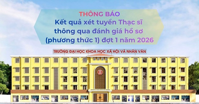 Thông báo kết quả xét tuyển Thạc sĩ thông qua đánh giá hồ sơ (phương thức 1) đợt 1 năm 2026