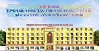 Thông báo tuyển sinh bổ sung đào tạo trình độ Tiến sĩ đợt 1 năm 2026