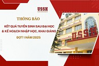Thông báo kết quả tuyển sinh sau đại học và kế hoạch nhập học, khai giảng đợt 1 năm 2025