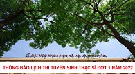 Thông báo lịch thi tuyển sinh thạc sĩ đợt 1 năm 2022